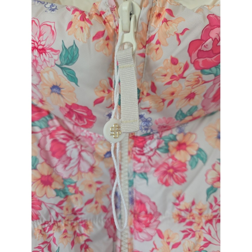 Simply Southern Puffer Vest Pink Floral Preppy Crop Womens Size Large - Picture 8 of 11